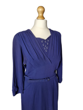 Load image into Gallery viewer, 1940s Purple/Blue Beaded Crepe Dress
