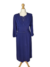 Load image into Gallery viewer, 1940s Purple/Blue Beaded Crepe Dress
