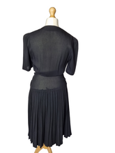 Load image into Gallery viewer, 1940s Black Crepe Studded Dress
