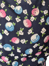 Load image into Gallery viewer, 1940s Black and Multicoloured Flower Dress
