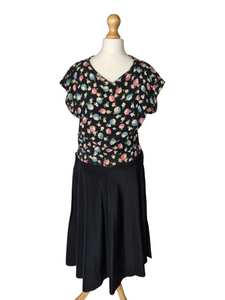 1940s Black and Multicoloured Flower Dress