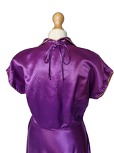 Load image into Gallery viewer, 1950s Bright Purple Liquid Satin Dress
