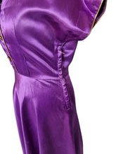 Load image into Gallery viewer, 1950s Bright Purple Liquid Satin Dress
