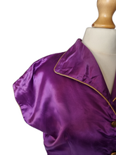 Load image into Gallery viewer, 1950s Bright Purple Liquid Satin Dress
