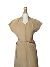 Load image into Gallery viewer, 1950s Yellow Grosgrain Dress With Strong Shoulders

