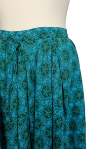 1950s Teal Abstract Print Full Circle Skirt