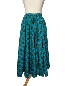 1950s Teal Abstract Print Full Circle Skirt