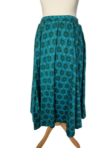 1950s Teal Abstract Print Full Circle Skirt