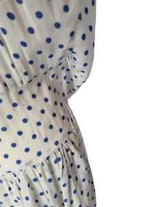 1940s Blue and White Polka Dot Peplum Dress