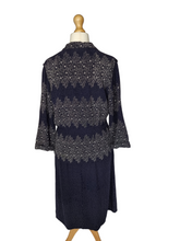 Load image into Gallery viewer, 1940s Navy Blue and White Self Patterned Dress
