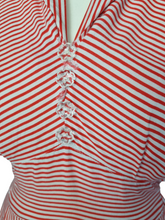 Load image into Gallery viewer, 1940s Red and White Stripe Dress
