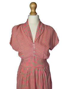1940s Red and White Stripe Dress