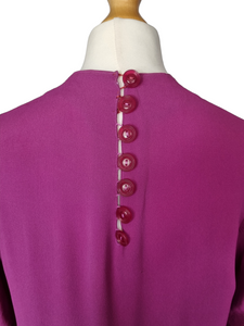 1940s Magenta Pink Crepe Dress