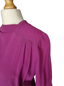 1940s Magenta Pink Crepe Dress