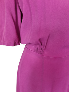 1940s Magenta Pink Crepe Dress