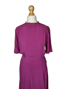 1940s Magenta Pink Crepe Dress