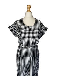 1940s Black and White Deadstock Gingham Dress