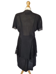 1940s Black Lace Peplum Suit