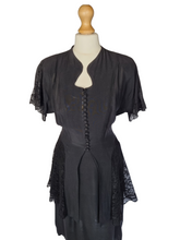 Load image into Gallery viewer, 1940s Black Lace Peplum Suit
