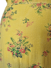 Load image into Gallery viewer, 1940s Yellow, Red and Green Floral Print Seersucker Long House Dress
