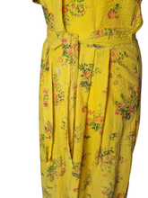 Load image into Gallery viewer, 1940s Yellow, Red and Green Floral Print Seersucker Long House Dress
