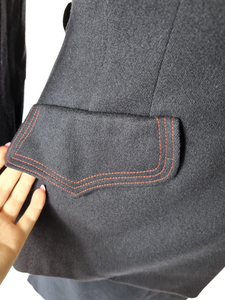 1940s Navy Blue and Red Belted Back Suit