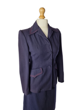Load image into Gallery viewer, 1940s Navy Blue and Red Belted Back Suit

