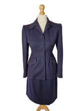 Load image into Gallery viewer, 1940s Navy Blue and Red Belted Back Suit
