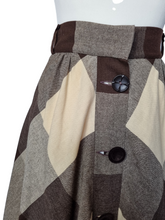 Load image into Gallery viewer, 1940s Brown and Cream Check Wool Skirt
