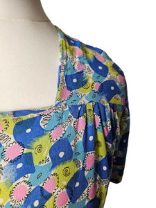 1940s Bright Colourful Spot Abstract Dress