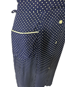 1940s Navy Blue and White Polka Dot Dress