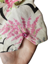 Load image into Gallery viewer, 1940s Pink, Green, Black Waffle Cotton Bird and Leaf Print Dress
