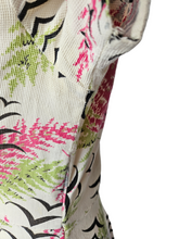 Load image into Gallery viewer, 1940s Pink, Green, Black Waffle Cotton Bird and Leaf Print Dress
