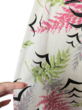 Load image into Gallery viewer, 1940s Pink, Green, Black Waffle Cotton Bird and Leaf Print Dress
