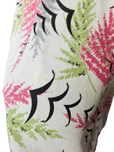 Load image into Gallery viewer, 1940s Pink, Green, Black Waffle Cotton Bird and Leaf Print Dress
