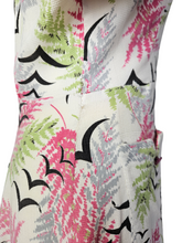 Load image into Gallery viewer, 1940s Pink, Green, Black Waffle Cotton Bird and Leaf Print Dress

