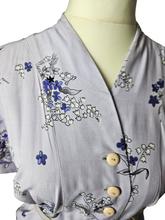 Load image into Gallery viewer, 1940s Lilac, Purple, Black and White Floral Dress
