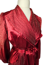 Load image into Gallery viewer, 1940s Cranberry Red Liquid Satin Dressing Gown/Robe
