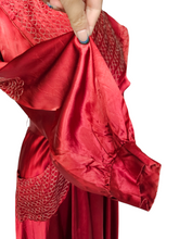 Load image into Gallery viewer, 1940s Cranberry Red Liquid Satin Dressing Gown/Robe
