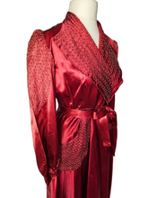 Load image into Gallery viewer, 1940s Cranberry Red Liquid Satin Dressing Gown/Robe
