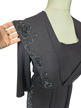 Load image into Gallery viewer, 1940s Black Beaded Sash Dress
