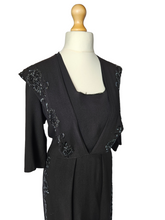 Load image into Gallery viewer, 1940s Black Beaded Sash Dress
