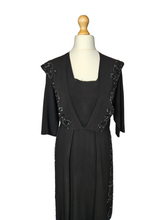 Load image into Gallery viewer, 1940s Black Beaded Sash Dress
