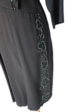 Load image into Gallery viewer, 1940s Black Beaded Sash Dress
