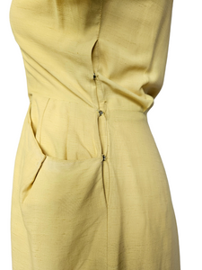 1940s Lemon Yellow Dress With Big Buttons