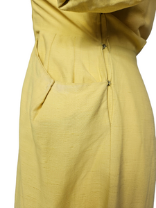 1940s Lemon Yellow Dress With Big Buttons