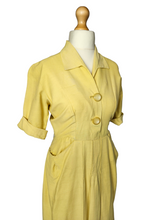 Load image into Gallery viewer, 1940s Lemon Yellow Dress With Big Buttons
