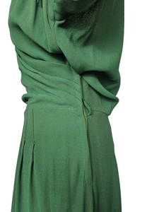 1940s Dinner Plate Label Green Bow Long Evening Dress