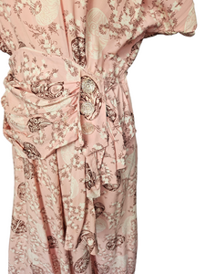 1940s Pale Pink Novelty Egg Print Dress