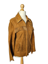 Load image into Gallery viewer, 1940s/1950s Tan Chamois Leather Western Tassel Jacket
